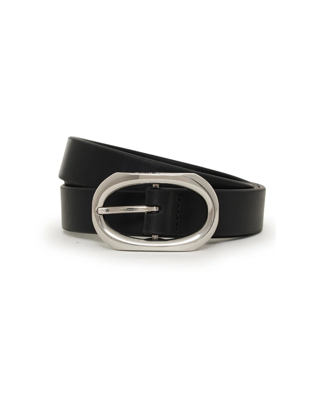 anine bing Small Signature Link Belt in black with silver buckle