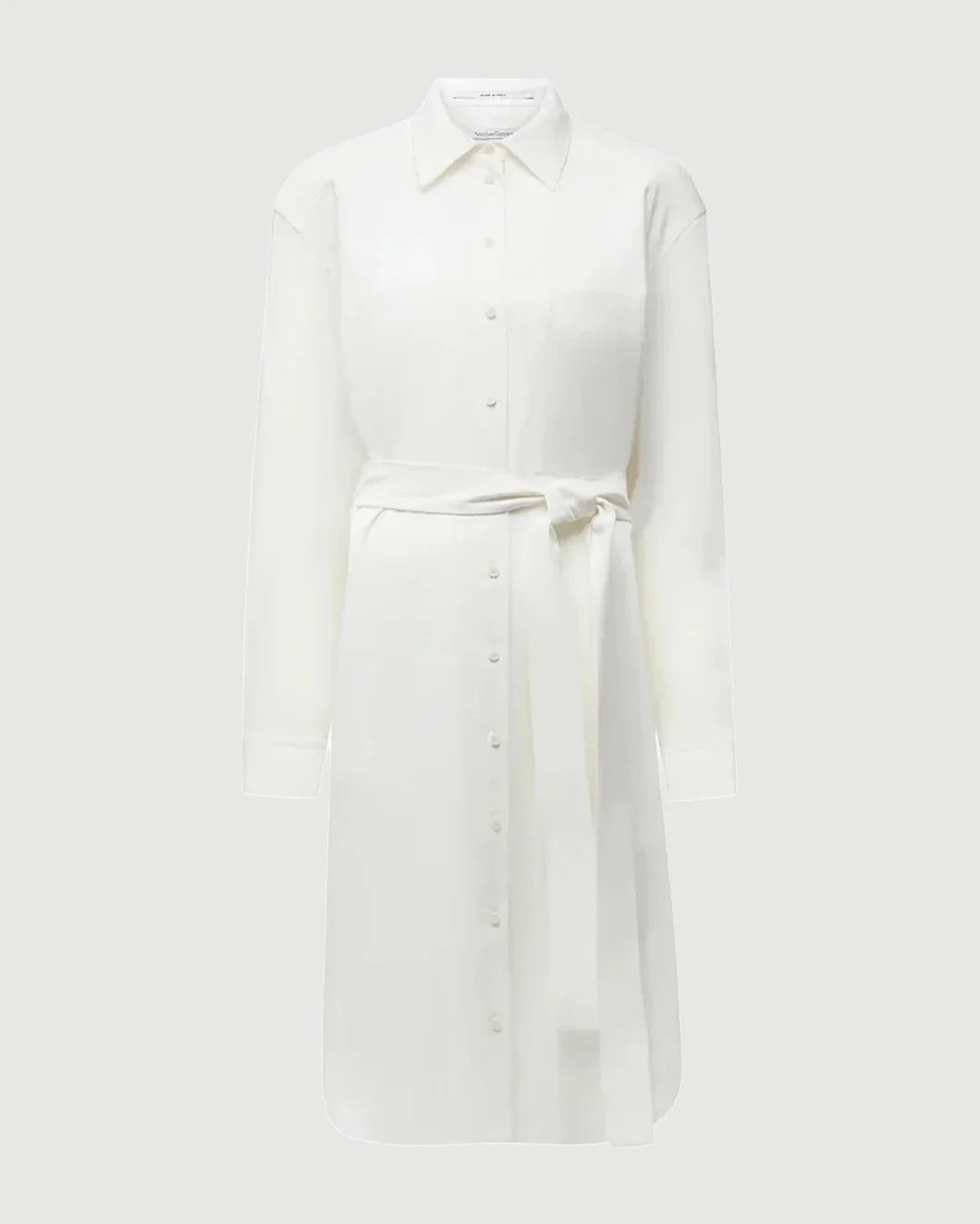 White shirt dress with a belt white isolated