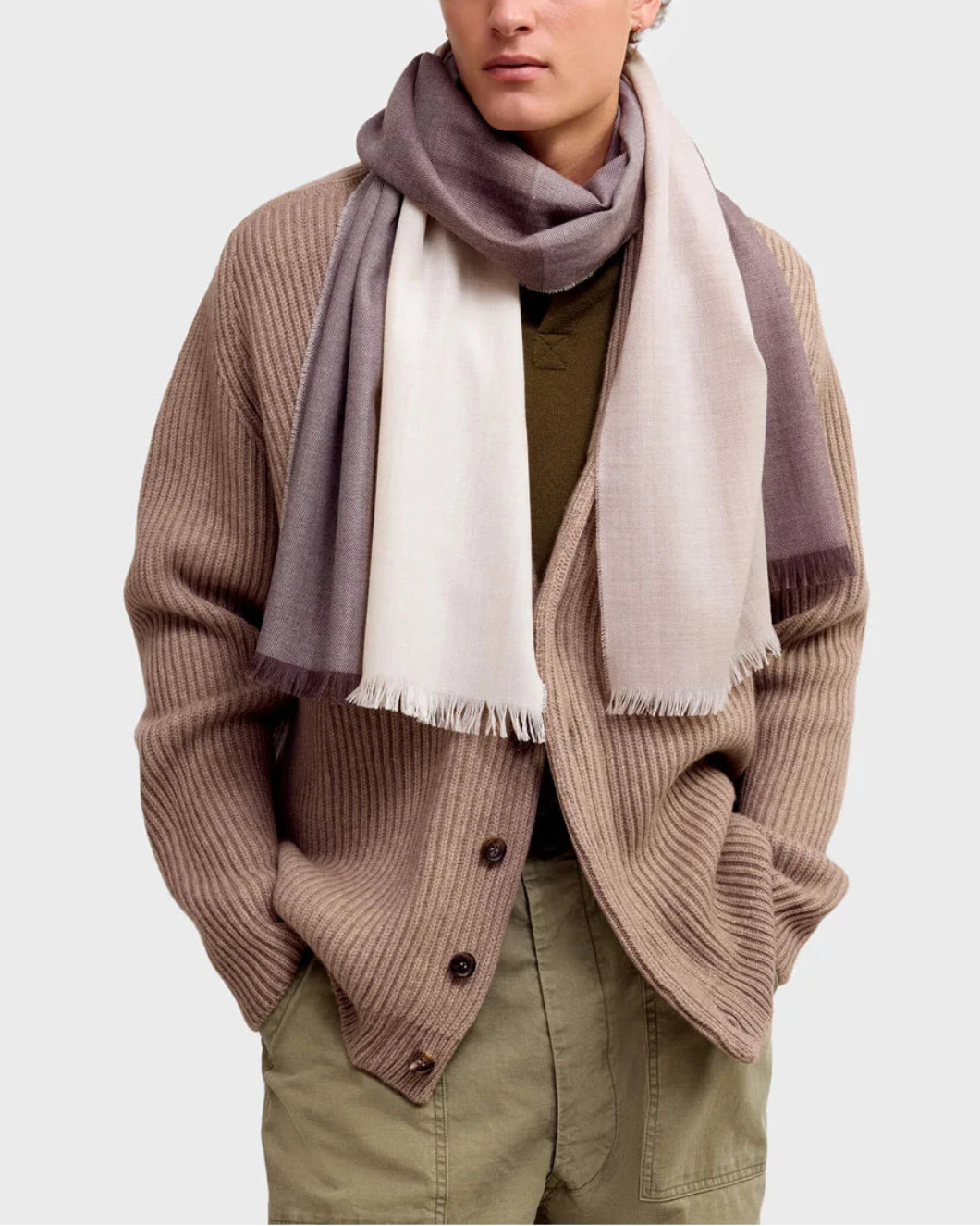 BEGG X CO Fyne Banton Scarf natural on figure front