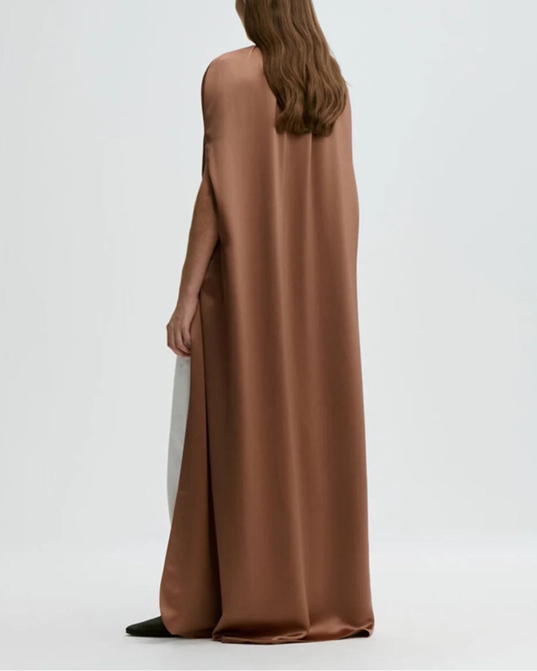 BY MALENE BIRGER Dallie Satin Maxi Cape on figure back