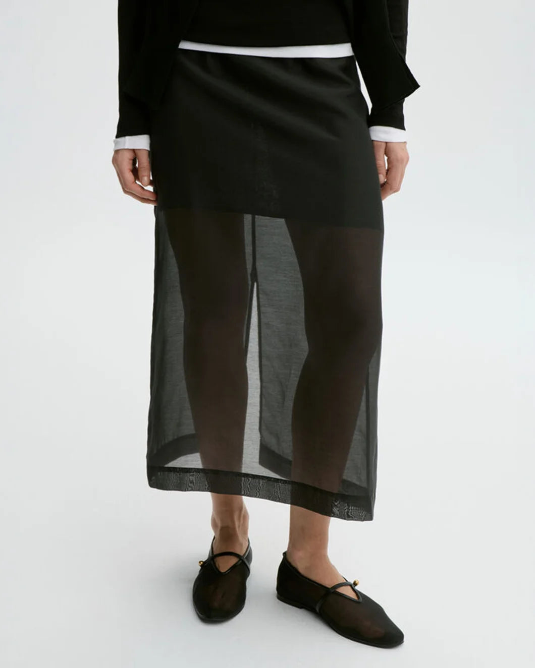 BY MALENE BIRGER Esta Soft Organza Skirt on figure front detail
