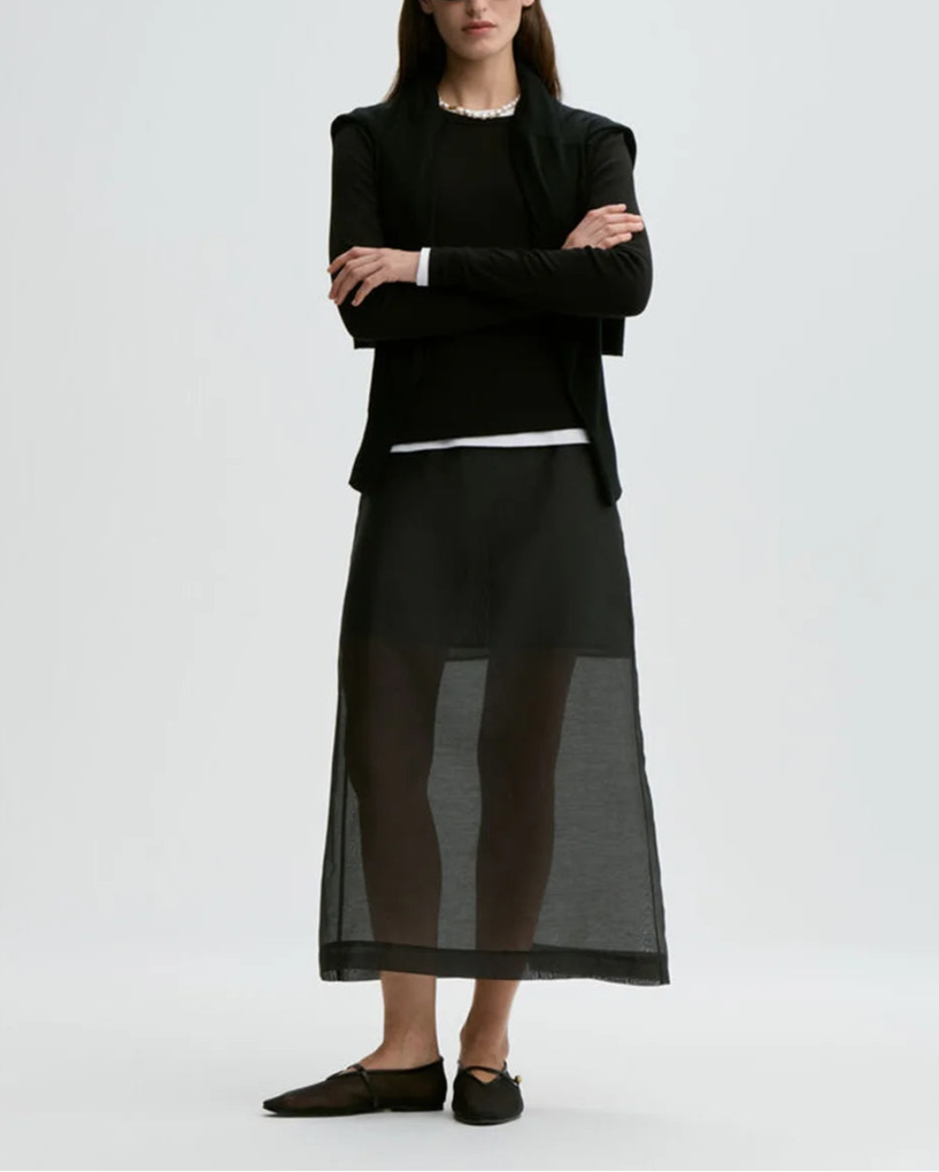 BY MALENE BIRGER Esta Soft Organza Skirt on figure front