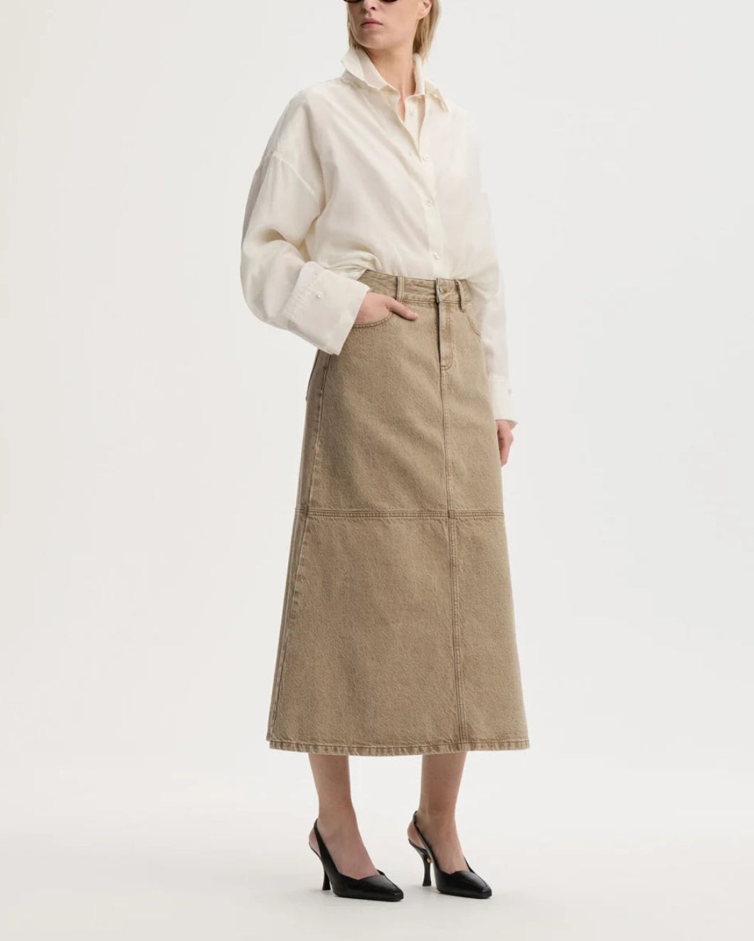 BY MALENE BIRGER Solene Denim Skirt on figure front