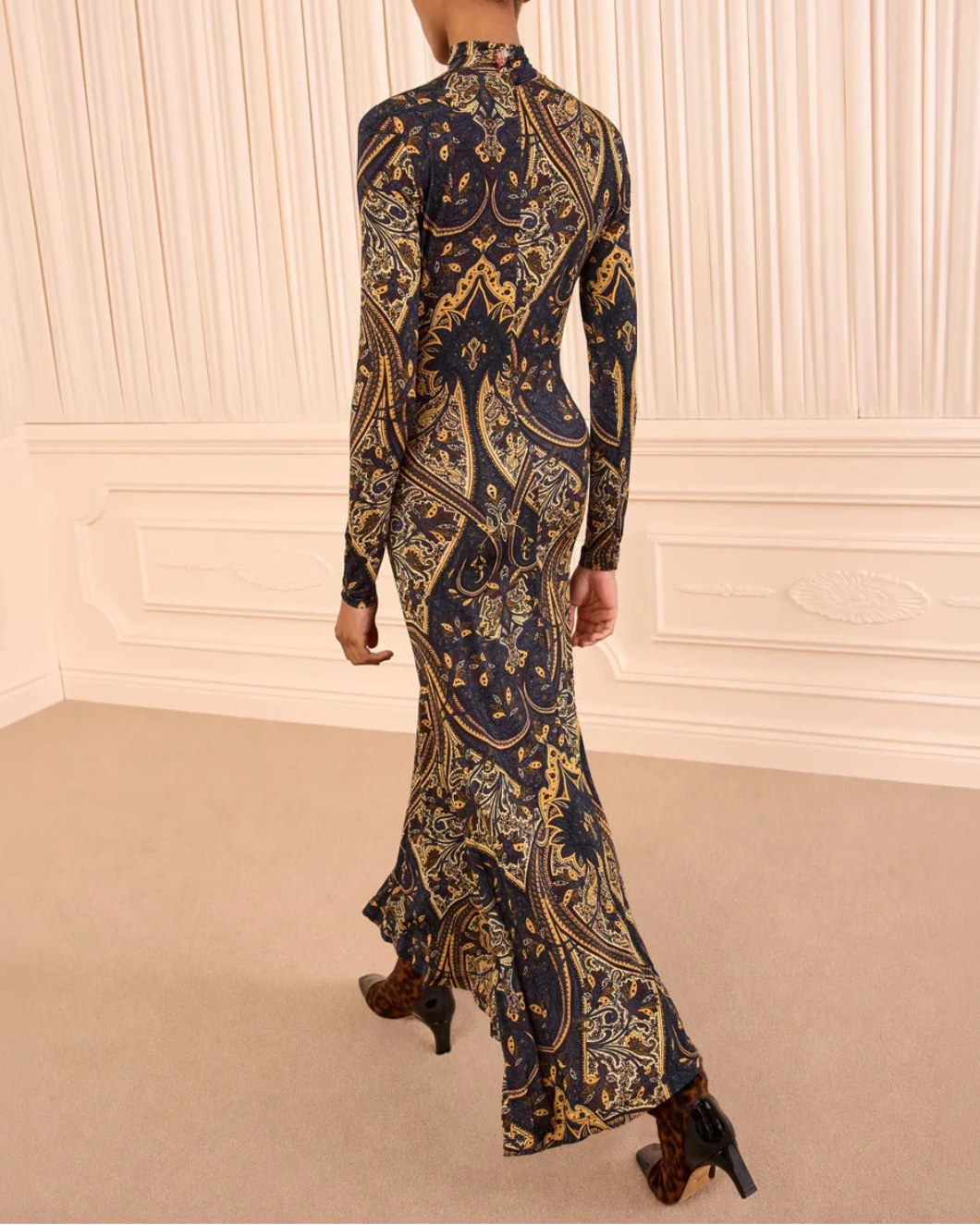 CARA CARA Ida Jersey Dress Twilight Paisley on figure back