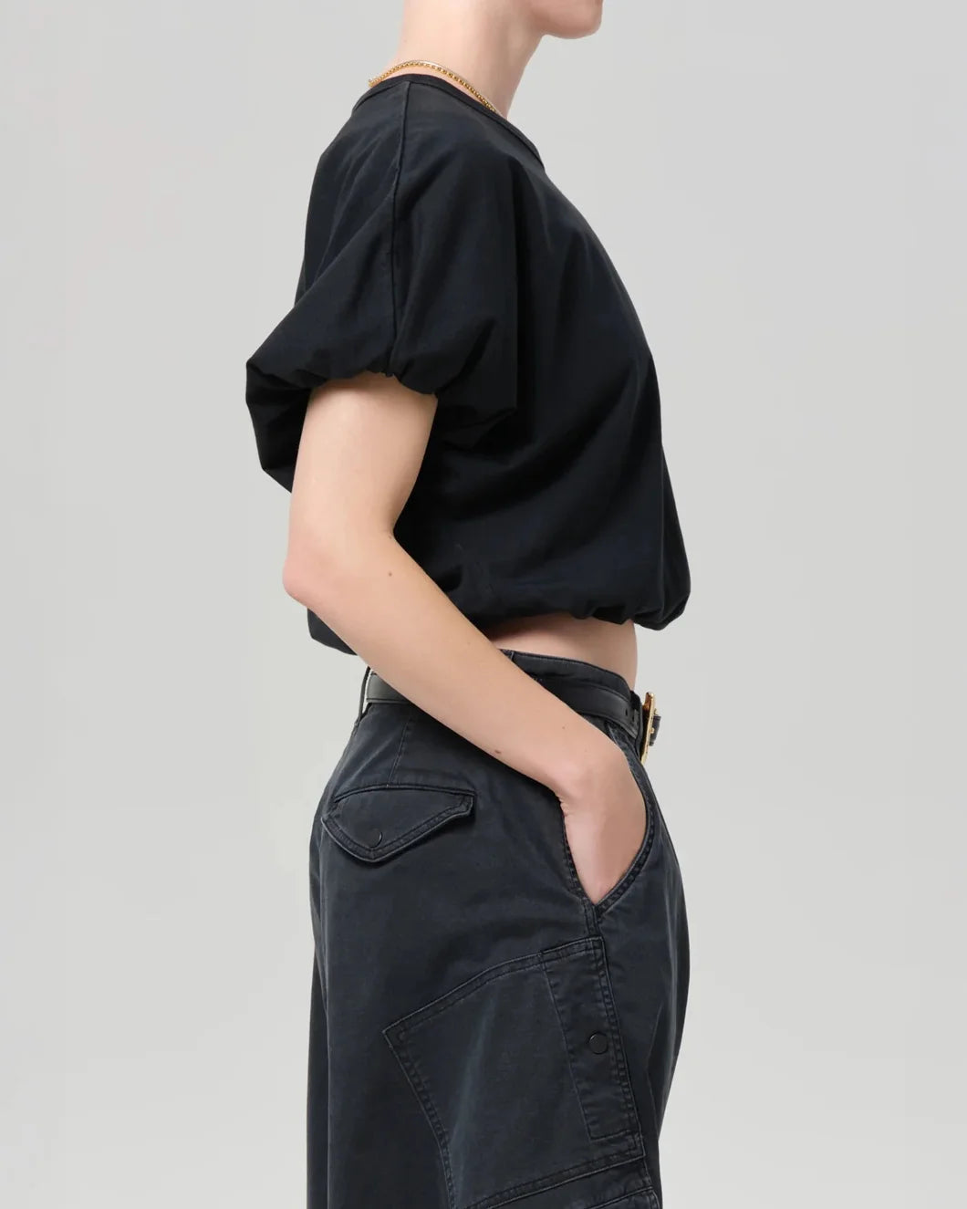 CITIZENS Gia Bubble Tee WBLK on figure side