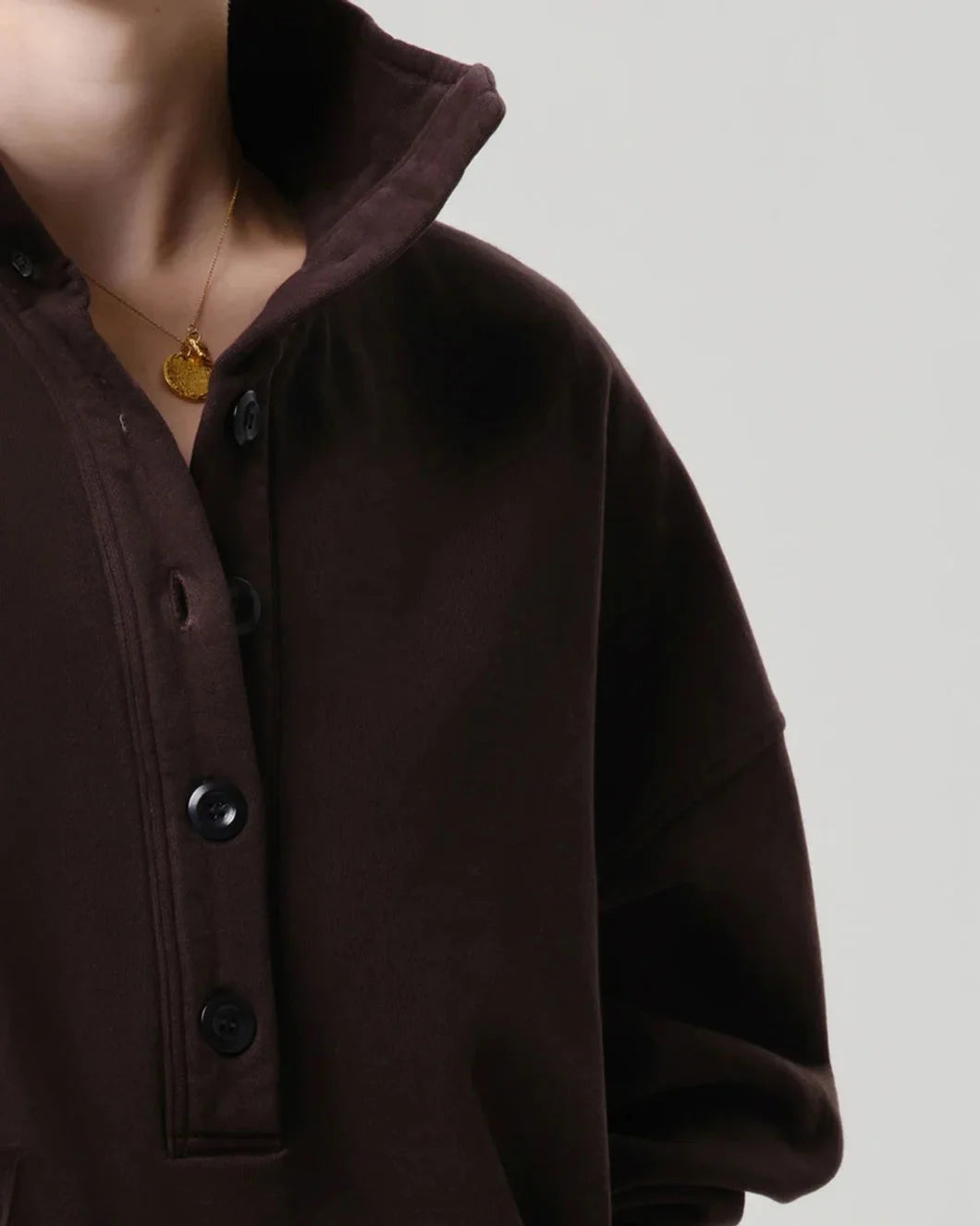 CITIZENS Mirelle Funnel Neck Chocolate on figure front detail