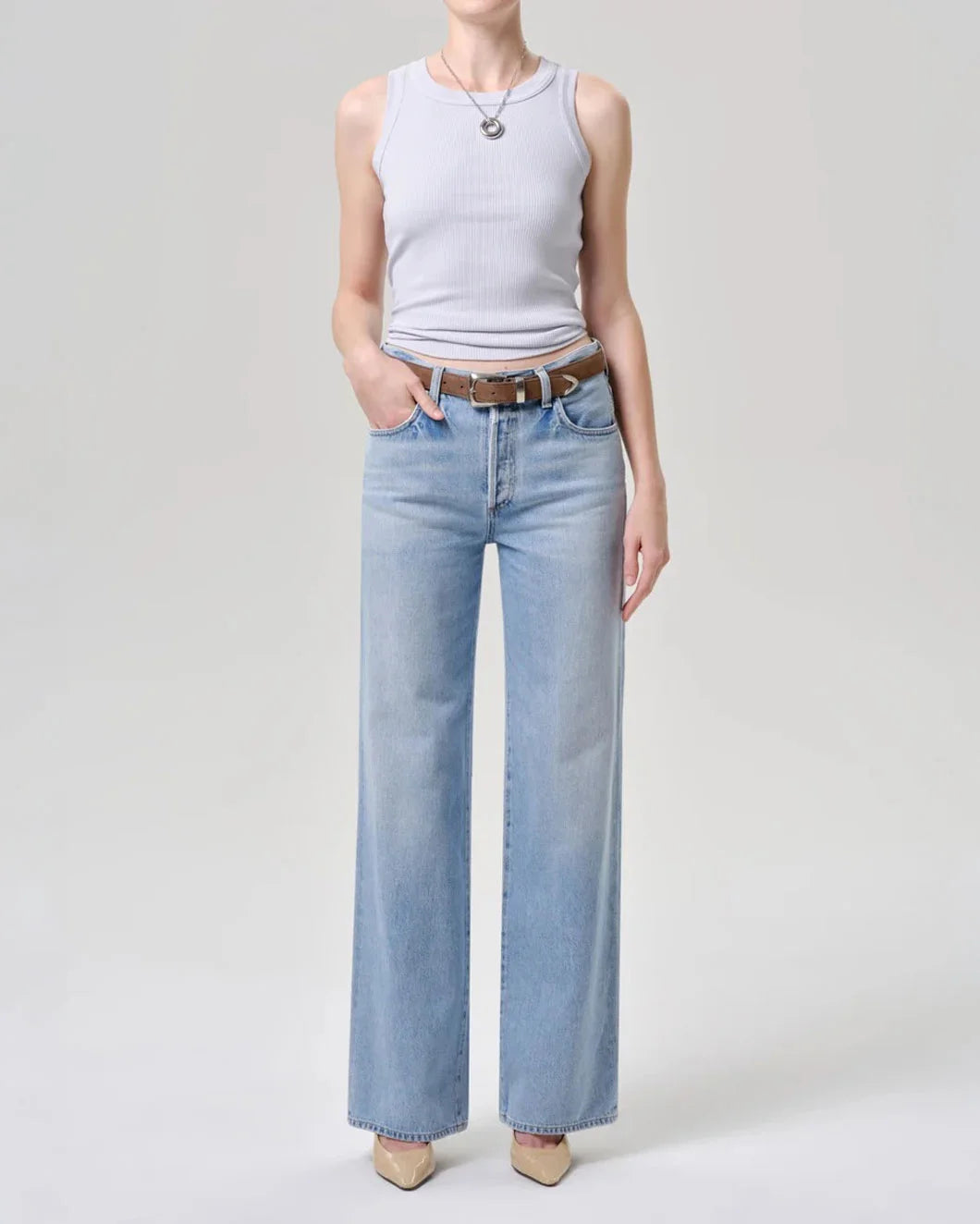 CITIZENS OF HUMANITY Isabel Rib Tank Pindary on figure front 1