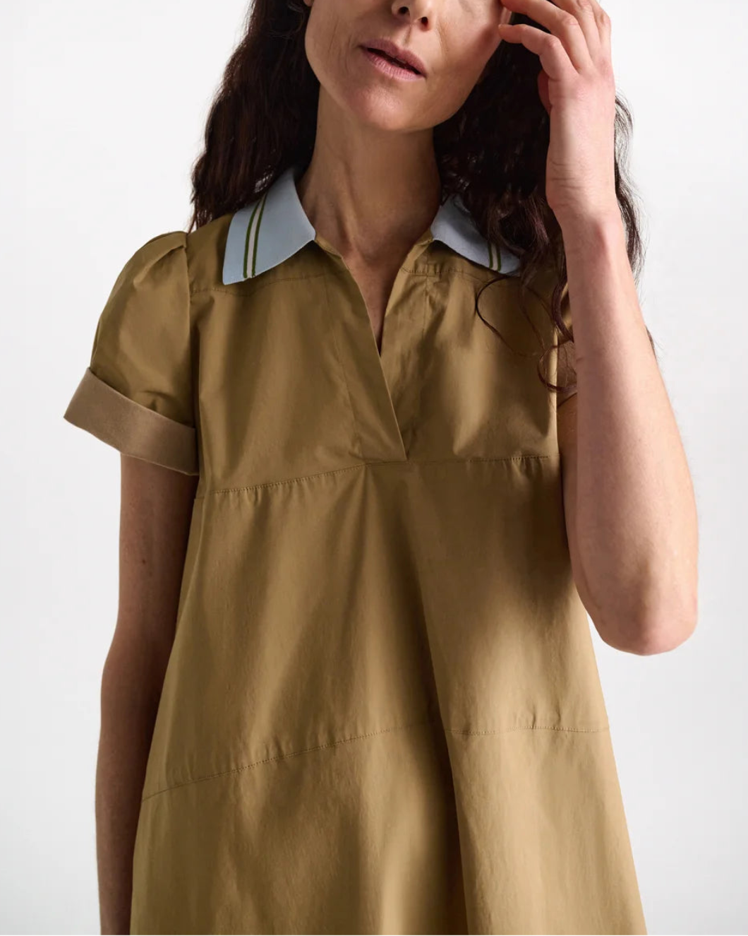 DOROTHEE SCHUMACHER poplin power dress brown on figure front detail