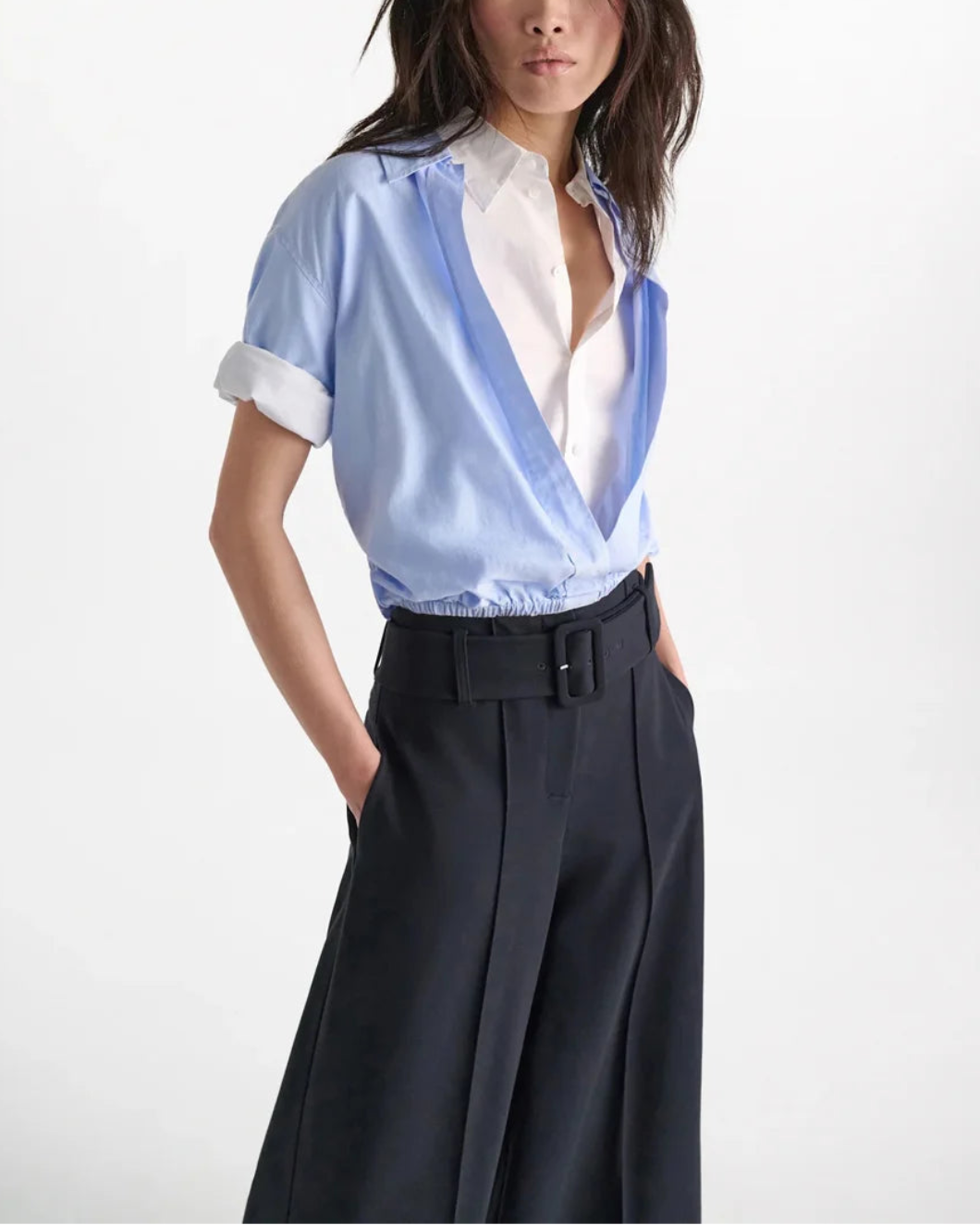 DOROTHEE SCHUMACHER powerful ease blouse blue on figure front