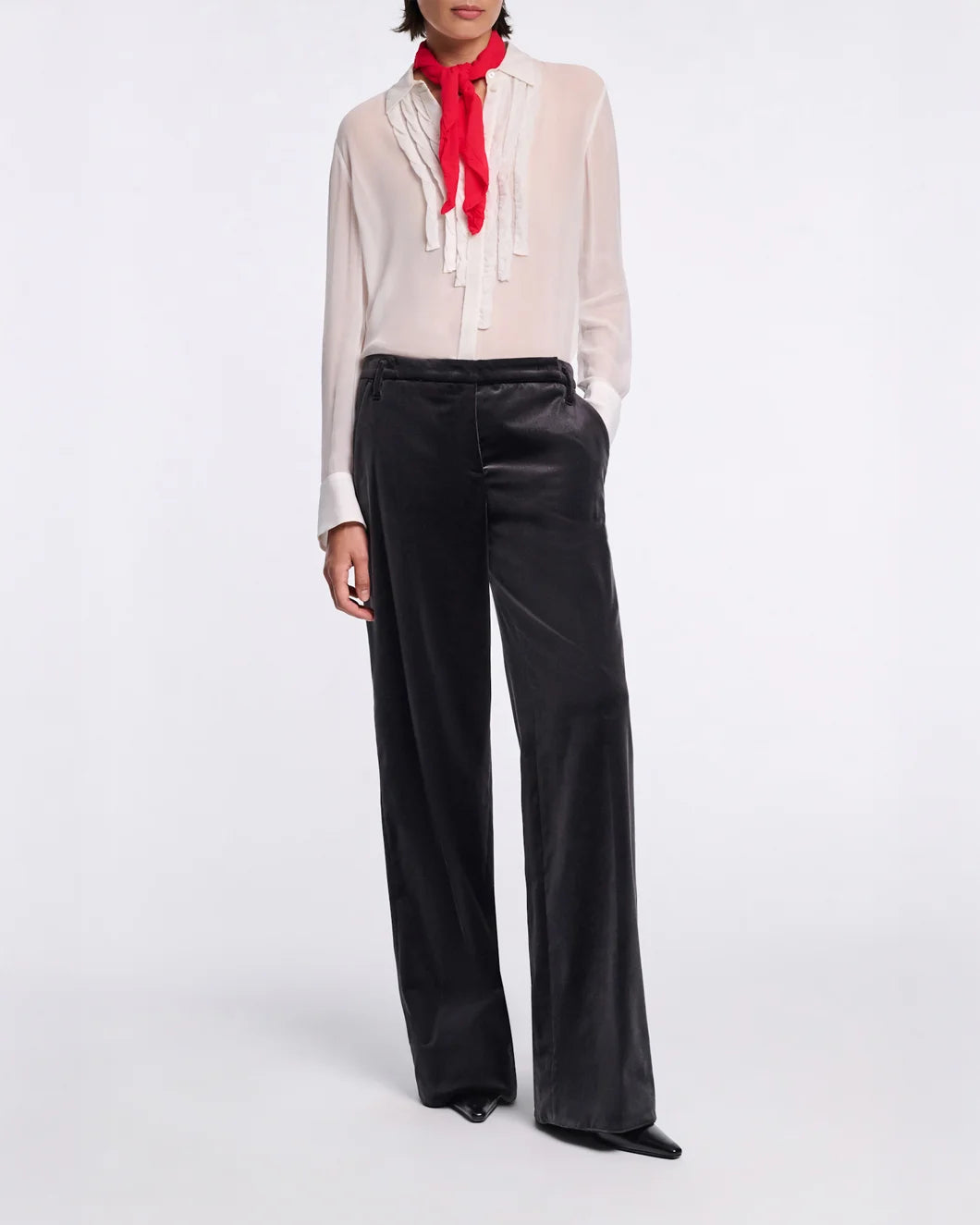 DOROTHEE SCHUMACHER sheer twist blouse white on figure front