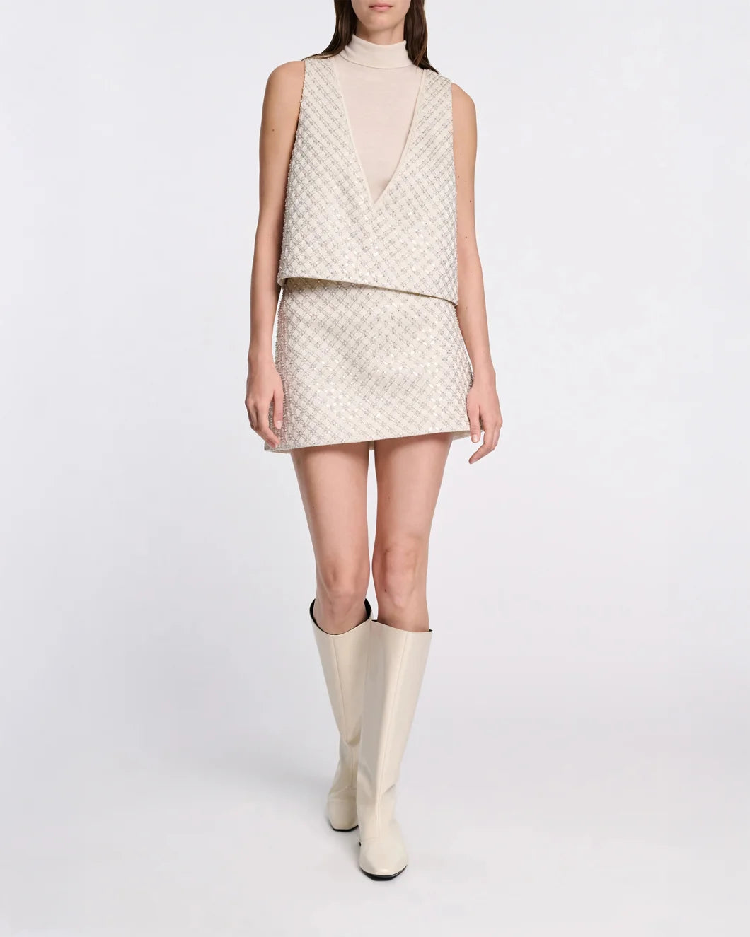 DOROTHEE SCHUMACHER sparkling statement skirt white on figure front