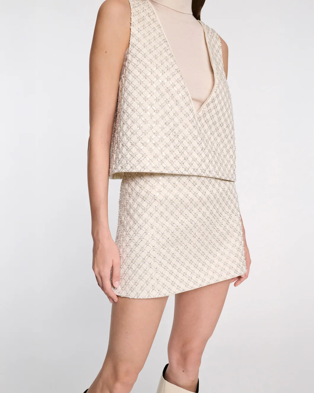 DOROTHEE SCHUMACHER sparkling statement skirt white on figure side