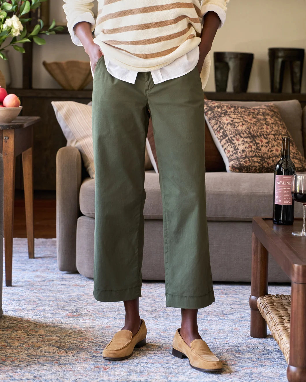 FRANK AND EILEEN westport pant green on figure front