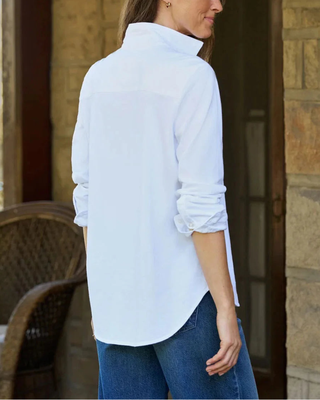 FRANK AND EILEEN Waverly Button-Up Shirt White on figure back