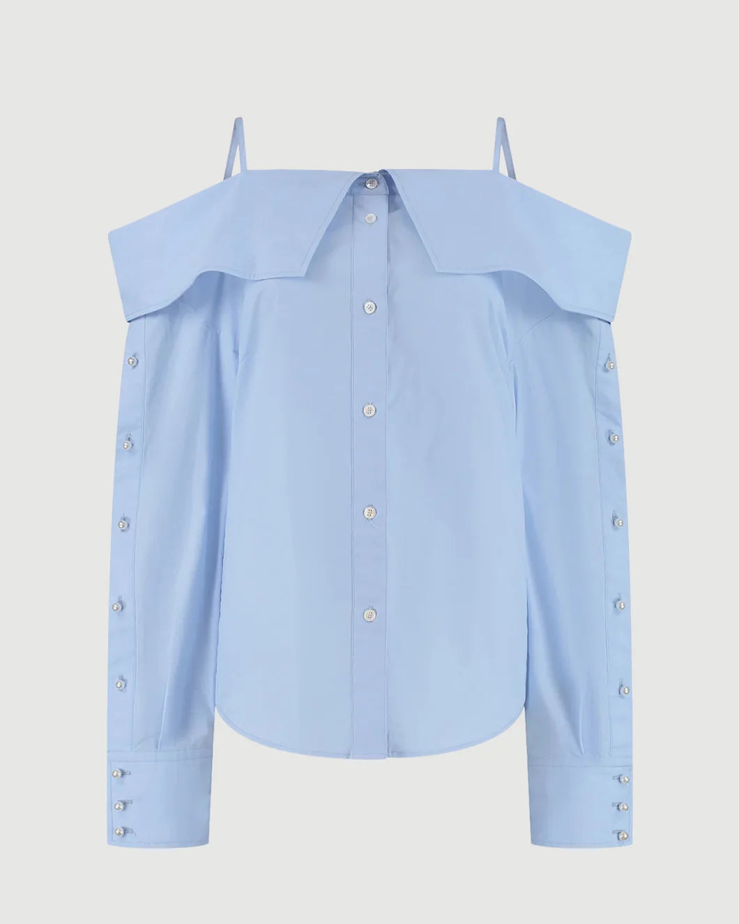 FRENKEN Snap Spagetti Strap Shirt Light Blue isolated