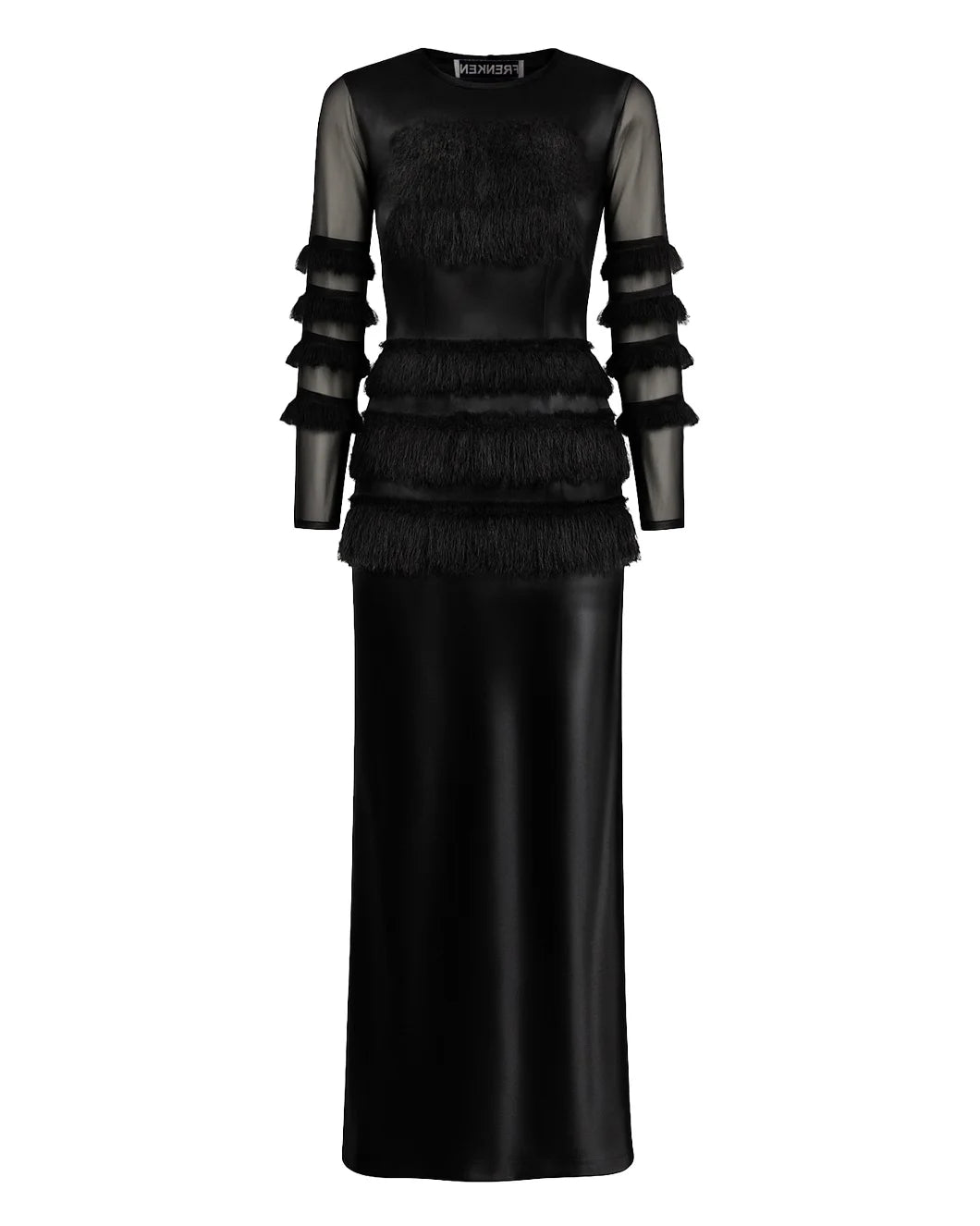Combined Fringe Satin Dress US6 (EU38) / Black Combined Fringe Satin Dress US6 (EU38) / Black