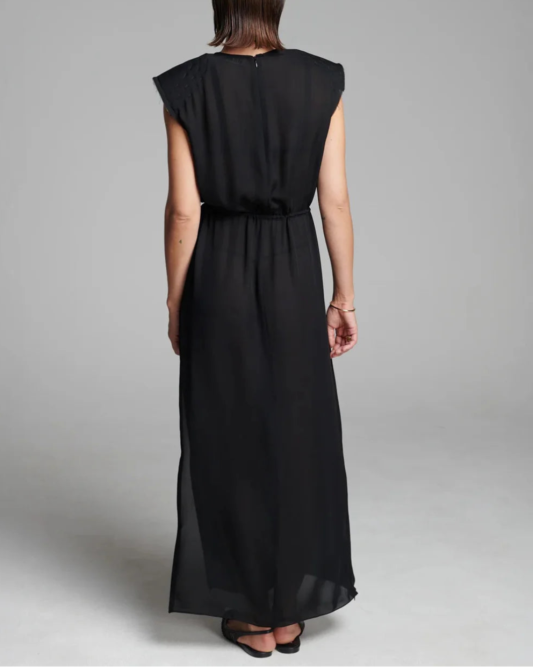 FRENKEN long georgett dress black on figure back