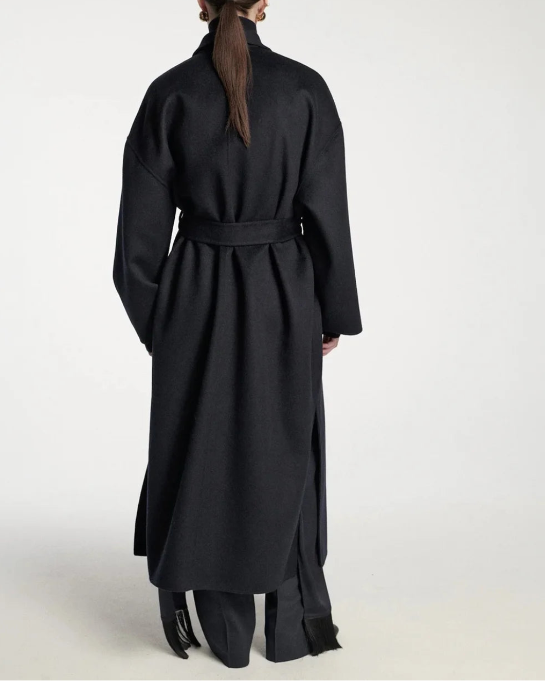 FRENKEN Trouble double face wool coat - Navy on figure back