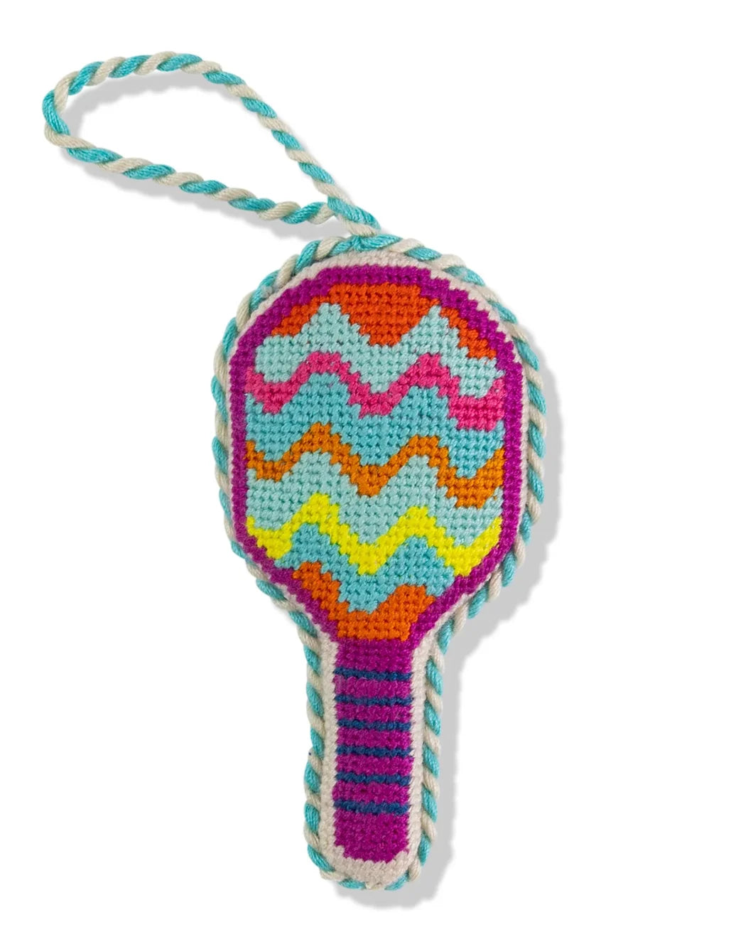 FURBISH needlepoint pickleball racket ornament isolated
