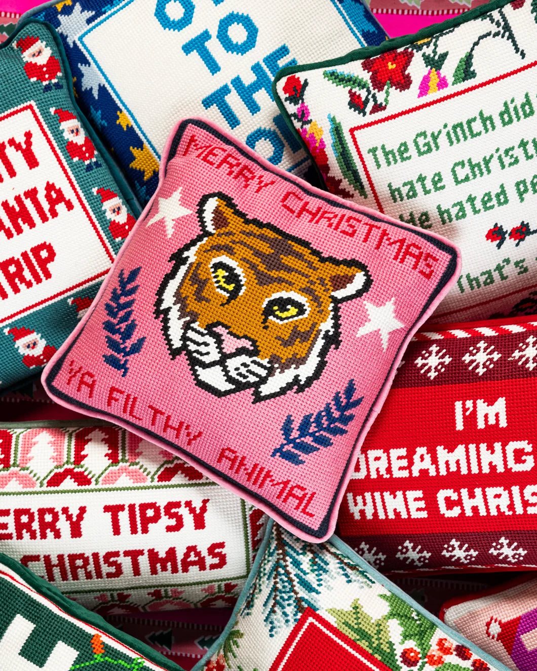 FURBISH filthy animal needlepoint pillow