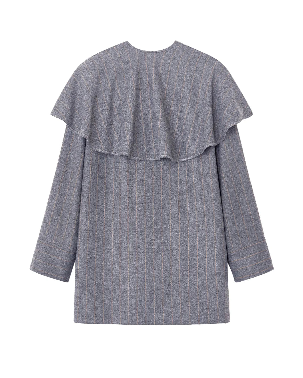 GANNI Grey Stripe Circle Collar Dress front isolated