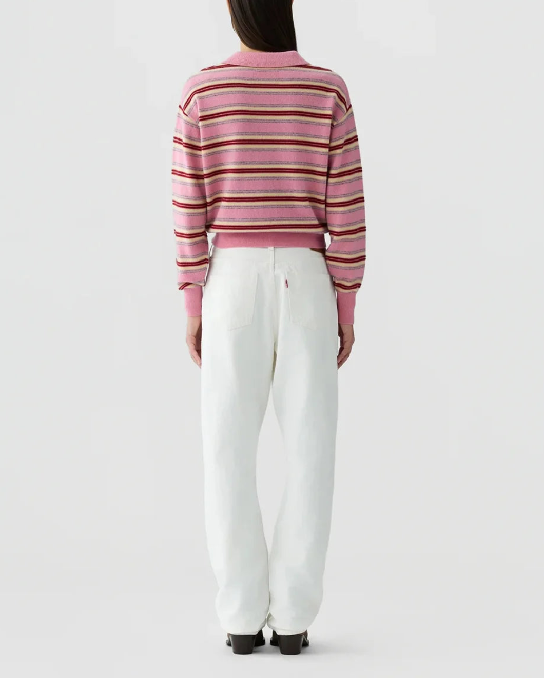 GUEST IN RESIDENCE Collegiate Stripe Polo sprinkle combo on figure back