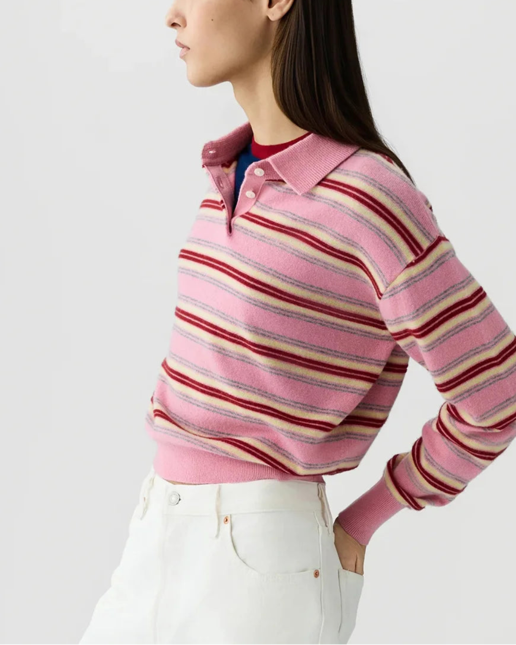 GUEST IN RESIDENCE Collegiate Stripe Polo sprinkle combo on figure side 1