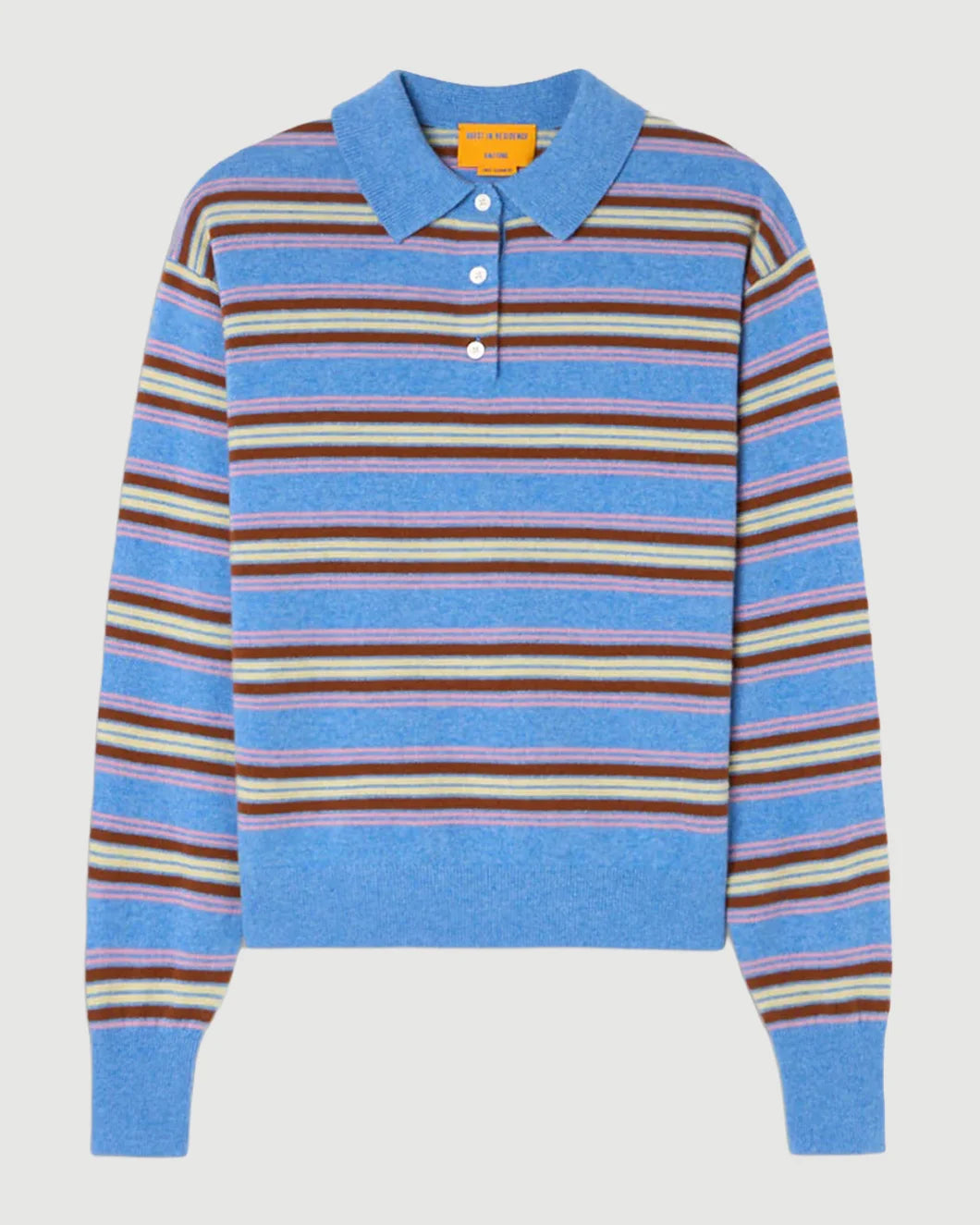 GUEST IN RESIDENCE Collegiate stripe polo delft blue combo isolated