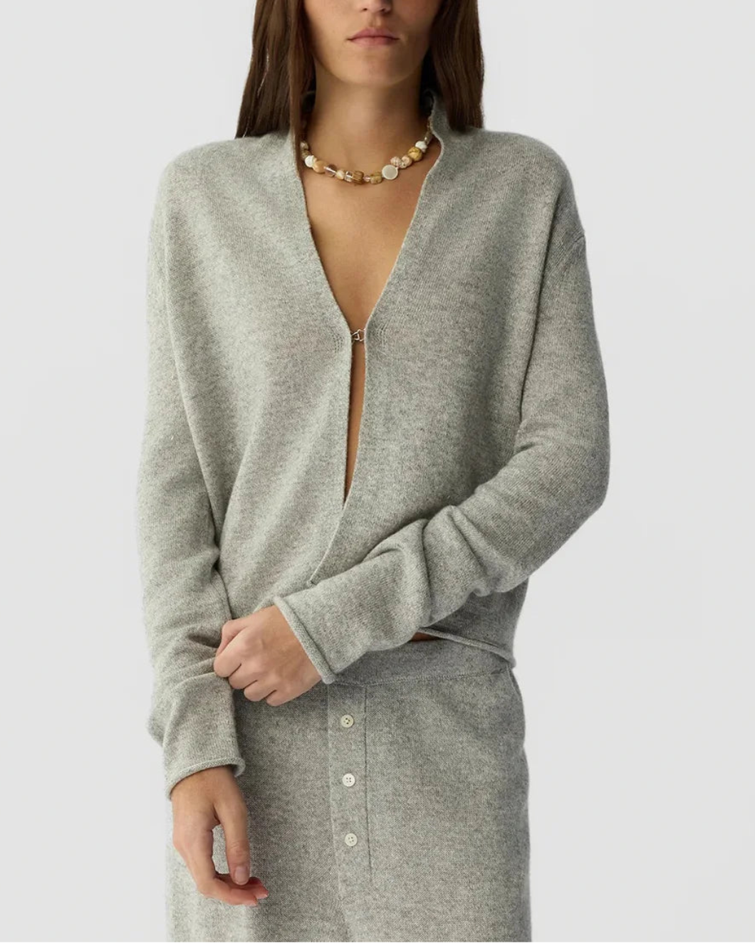 GUEST IN RESIDENCE stealth cardigan stone on figure front