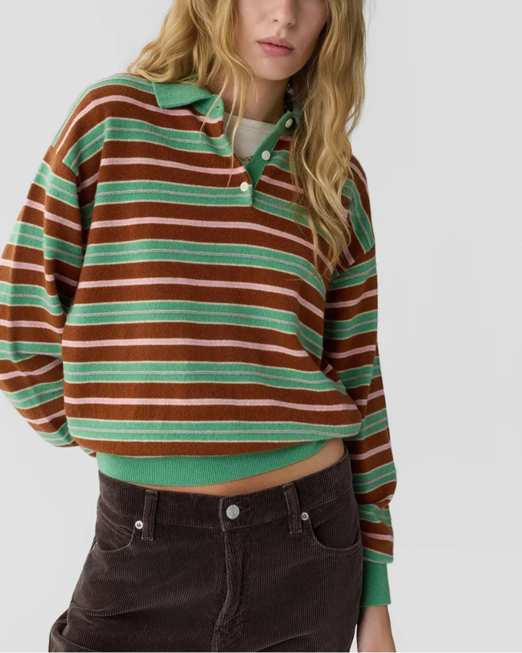 GUEST IN RESIDENCE Collegiate Stripe Polo Highland Combo on figure front 1