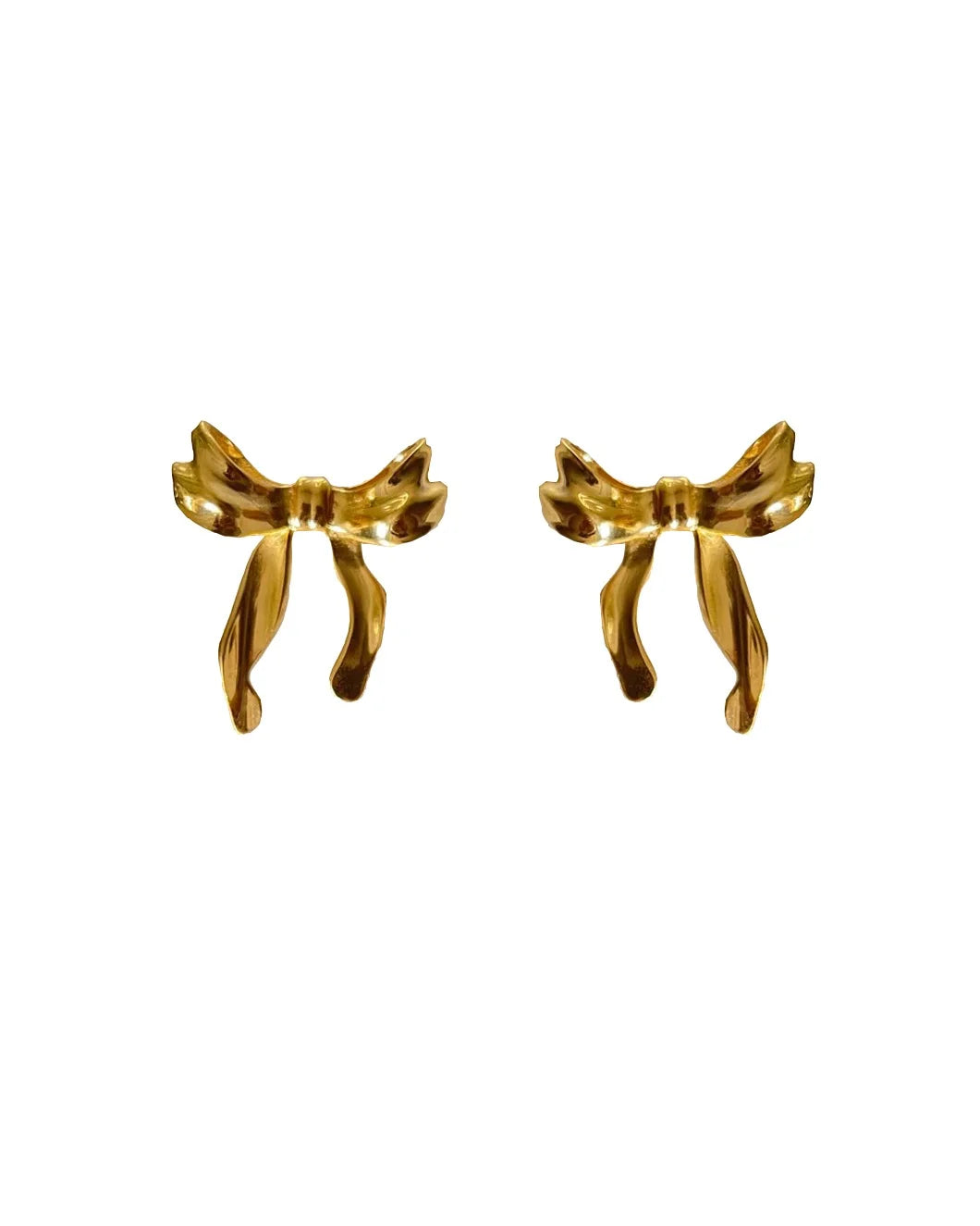 Hannan Ribbon Bow Stud earrings Gold