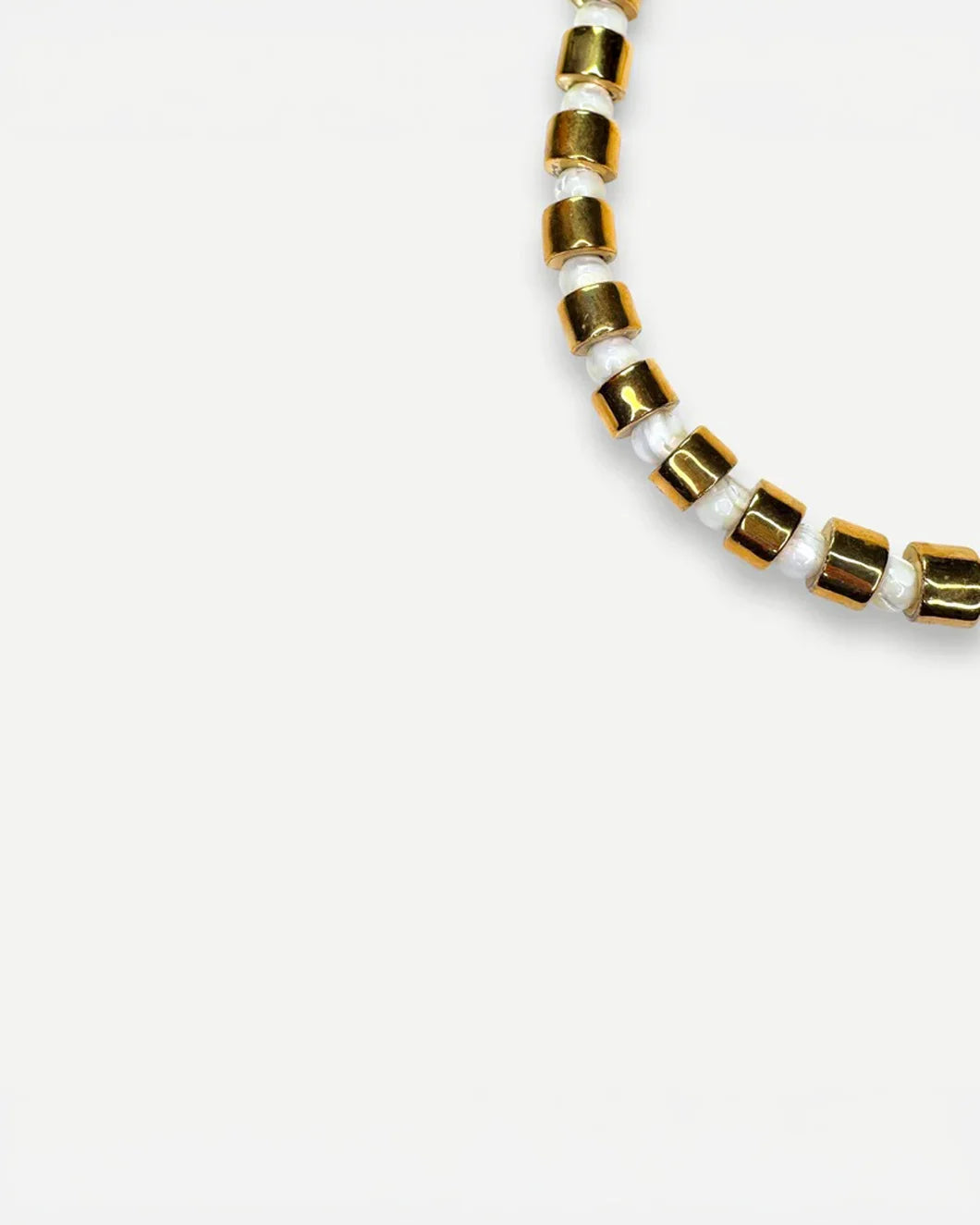 HER NEW TRIBE Karat & Mother of Pearl Sundry Bead Two Necklace front detail
