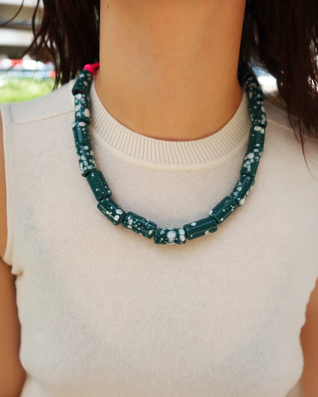 HER NEW TRIBE Melt Candy Bead Four Necklace on figure front