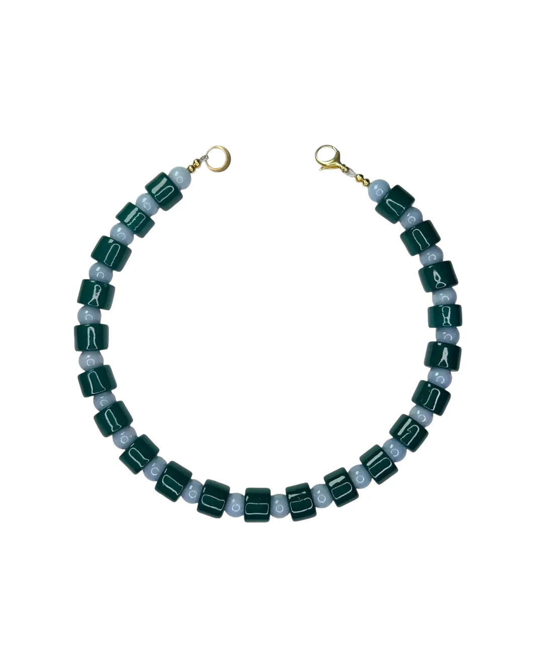 HER NEW TRIBE bottle and blue lace agate sundry bead necklace front isolated