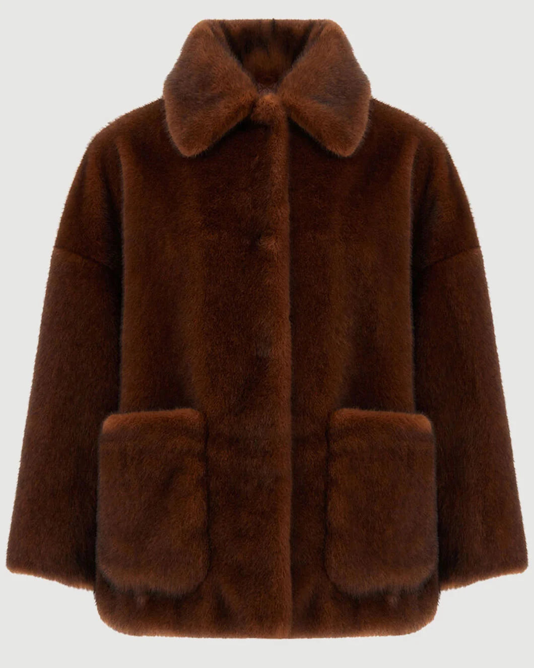 HERNO Melange Alternative Mink Jacket w/ Front Pockets isolated