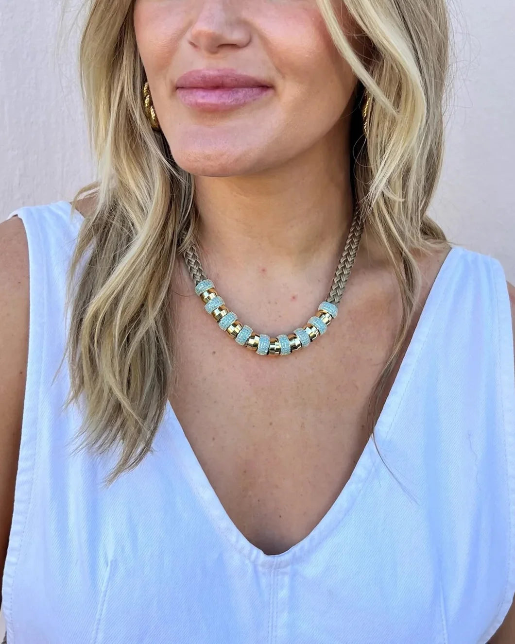 holst and lee luxe classic skinny necklace gold on figure