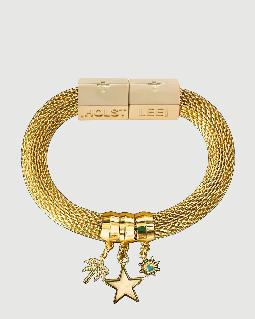 HOLST LEE Mesh Charm Bracelet - Sand & Sky isolated