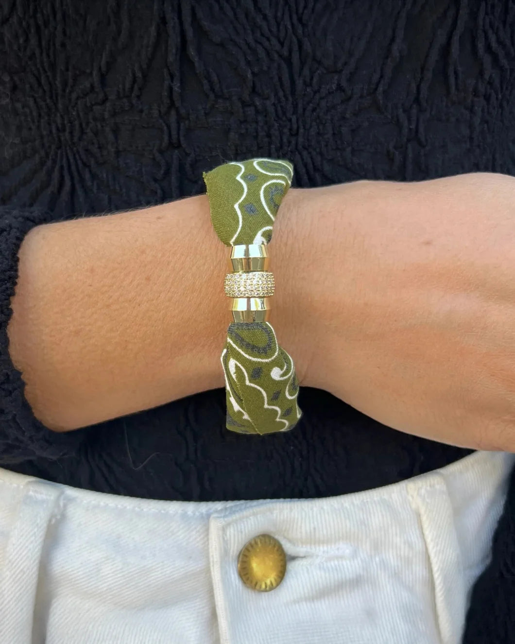 HOLST + LEE Cooler Weather Bandana Bracelet - Olive on figure front
