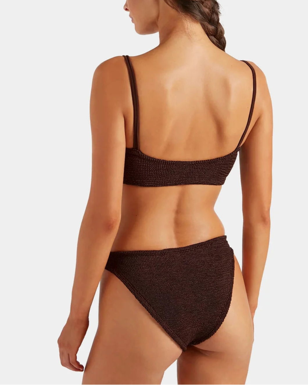 HUNZA G Cassie Beaded Bikini Metallic Chocolate on figure back