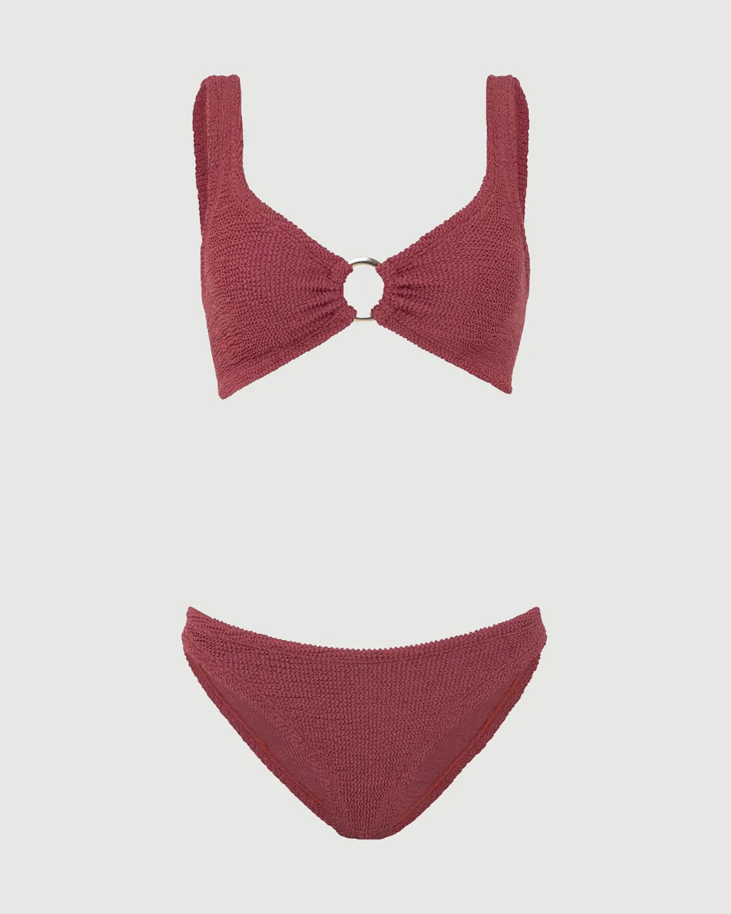 HUNZA G Julia BIkini Metallic Rosewood isolated