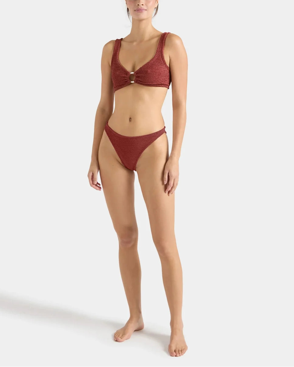 HUNZA G Julia BIkini Metallic Rosewood on figure front