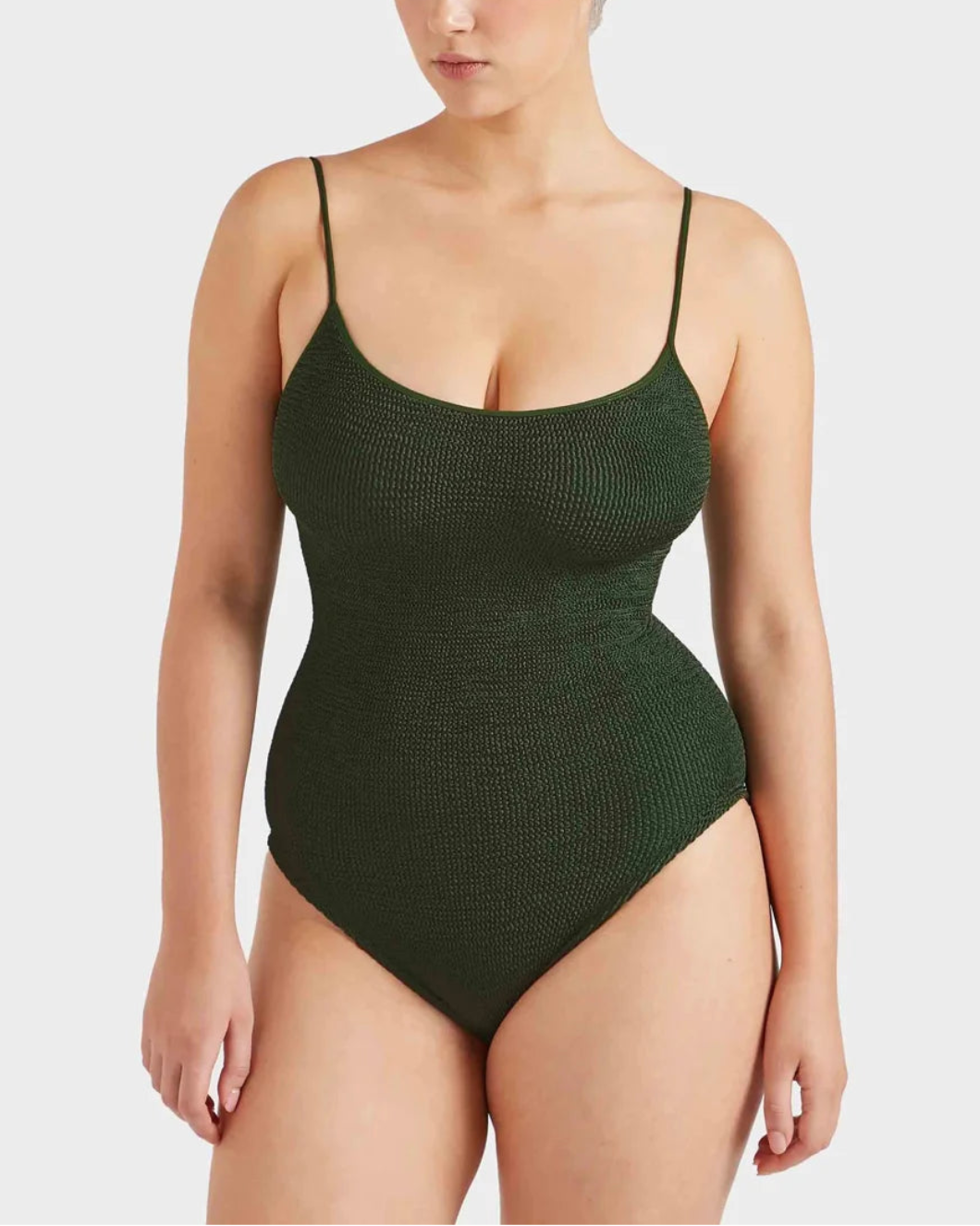 HUNZA G Pamela Swimsuit metallic/khaki on figure front