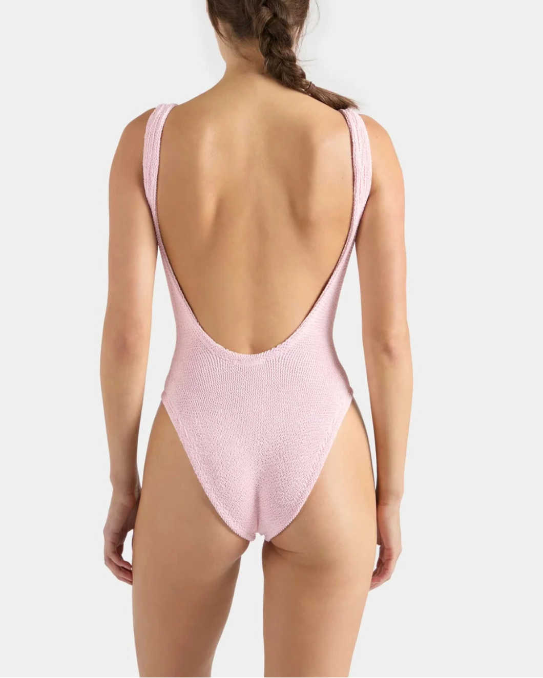 HUNZA G Square Sneck Swim Ballet Pink on figure back