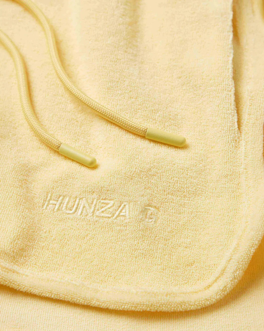 HUNZA G Terry Towelling Shorts Butter front detail