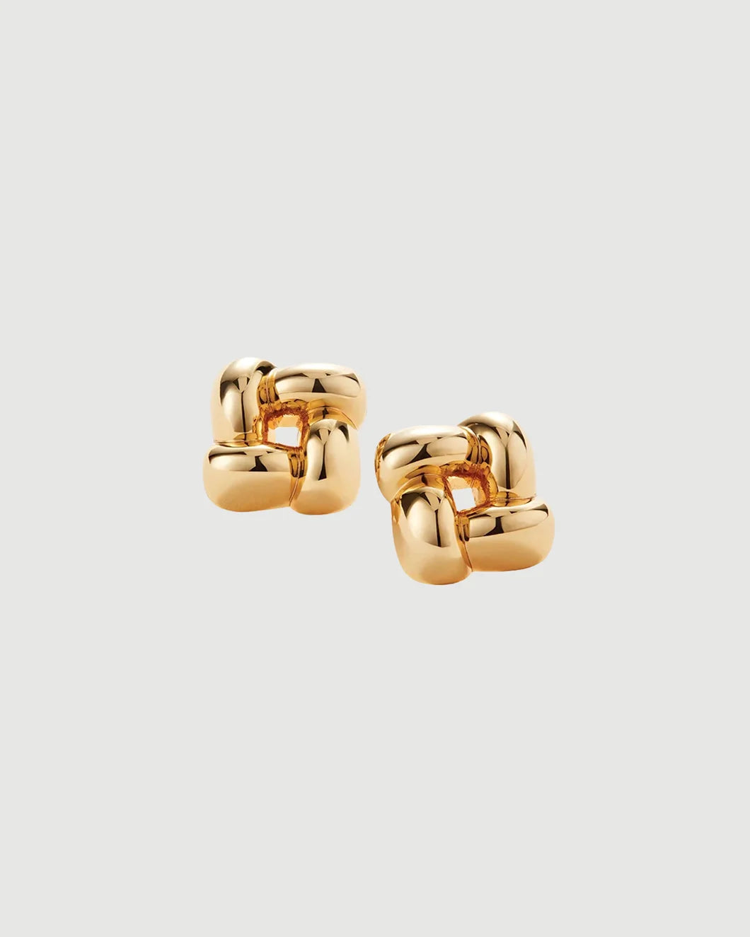 JENNY BIRD medium woven square earrings gold front isolated