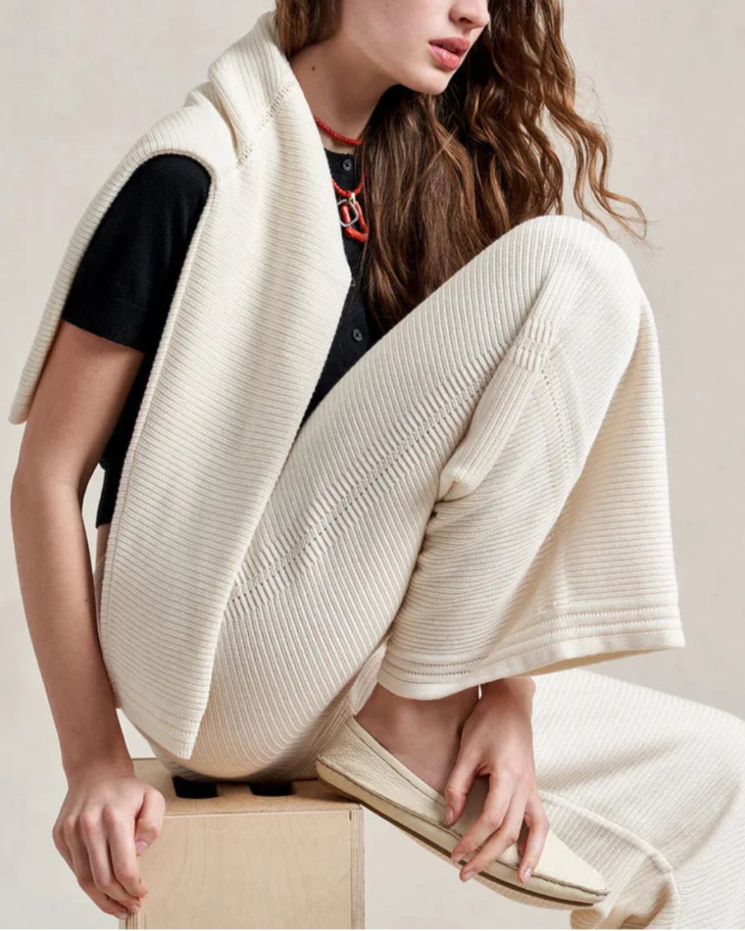 LA LIGNE Babs pants in ivory on figure side 1