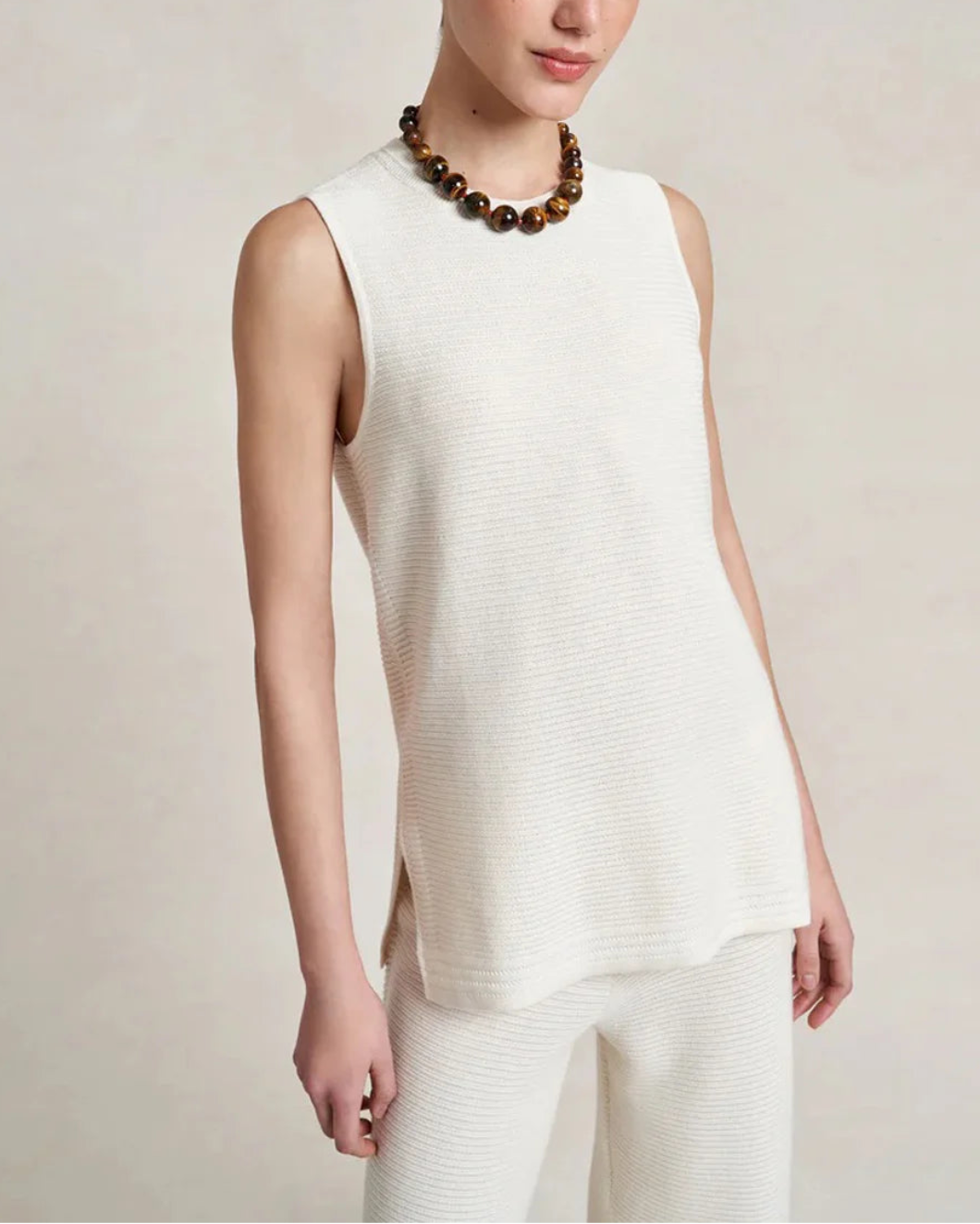 LA LIGNE Babs top in ivory on figure front 1