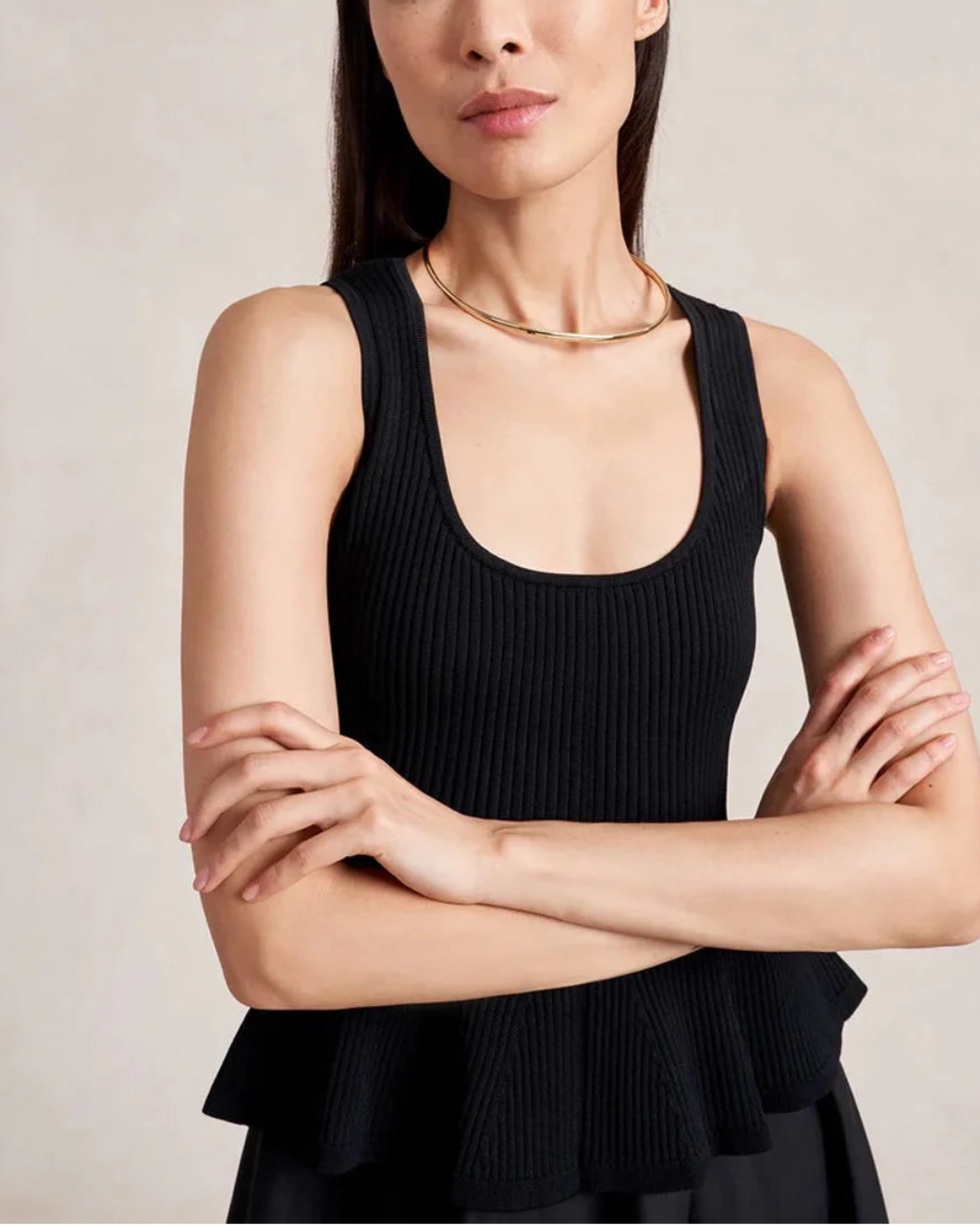 LA LIGNE Cara Dress Black on figure front detail