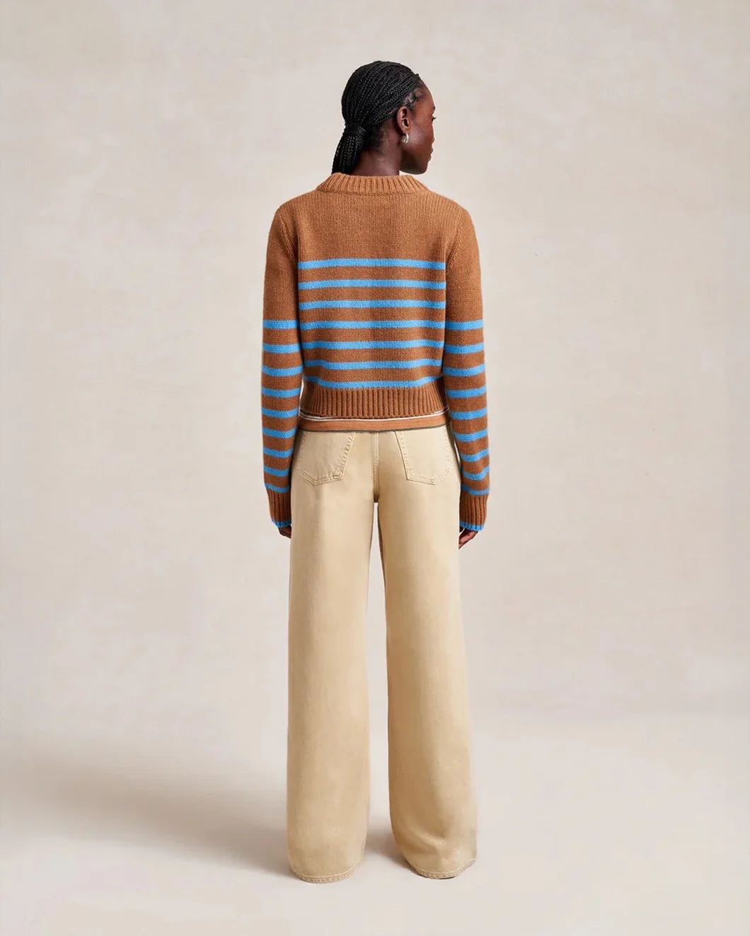 LA LIGNE Mini Marin Sweater Camel/Cerulean on figure back