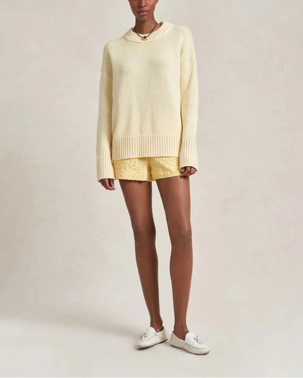 LA LIGNE Solid Marin Sweater Butter on figure front